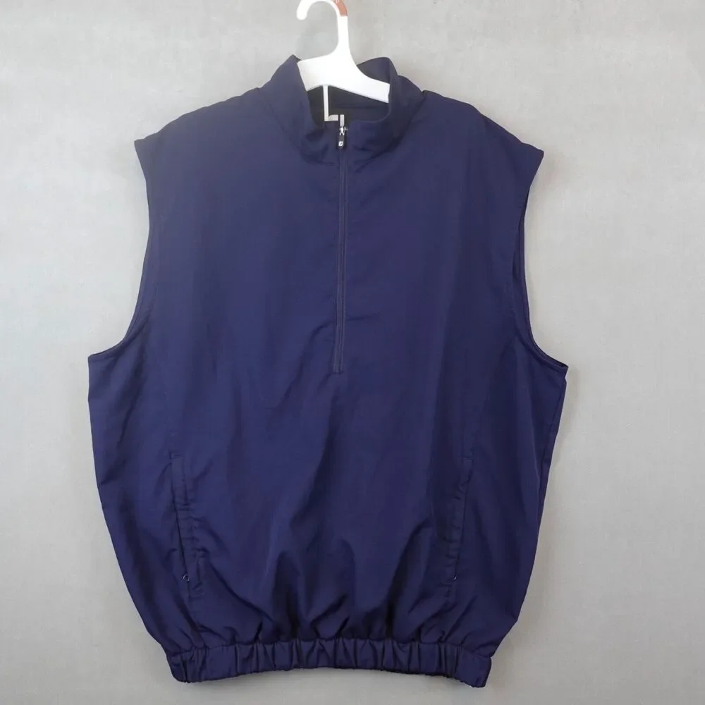 Footjoy Vest Mens Medium Blue 1/4 Zip Jacket Golf Casual Embroidered Pullover - Picture 1 of 8
